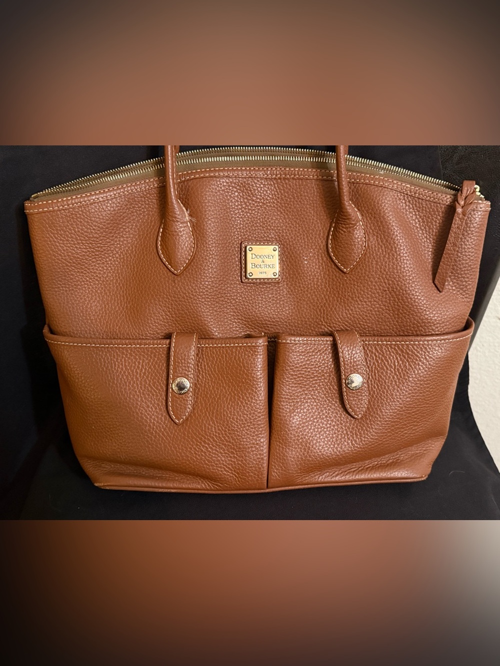 Dooney & Bourke Pebbled Leather Tote in Cognac Brown